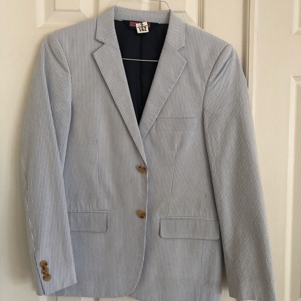 Vineyard Vines boys blue seersucker sport coat